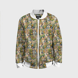 Бомбер детский Паттерн волчьих морд, цвет: 3D-белый