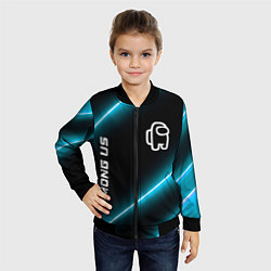 Бомбер детский Among Us неоновые лампы, цвет: 3D-черный — фото 2