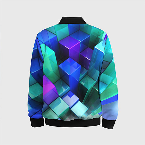 Детский бомбер Неоновые кубы текстура / 3D-Черный – фото 2