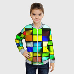 Бомбер детский Оптические кубы, цвет: 3D-серый — фото 2