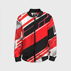 Бомбер детский Красно-белые полосы и чёрный фон, цвет: 3D-черный