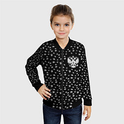 Бомбер детский Герб РФ и ласточки на чёрном, цвет: 3D-черный — фото 2