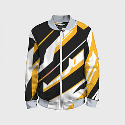 Детский бомбер Жёлто-белые широкие линии на чёрном фоне