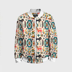 Детский бомбер Африканские узор лев и жираф
