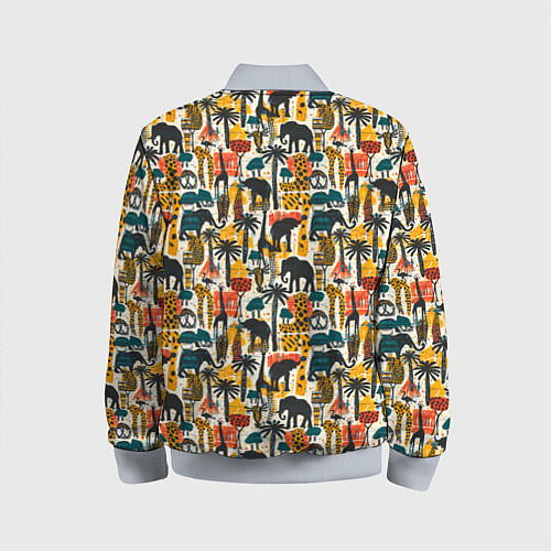 Детский бомбер Африка паттерн пальмы животные / 3D-Серый – фото 2