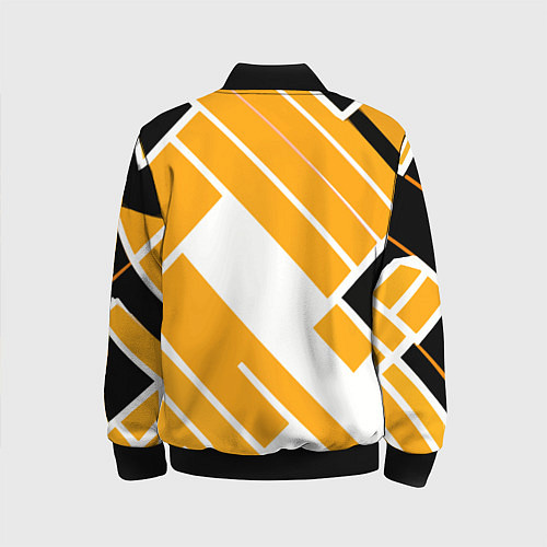 Детский бомбер Жёлтые широкие линии на белом фоне / 3D-Черный – фото 2