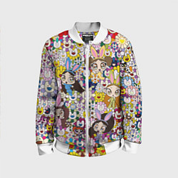 Бомбер детский Right now NewJeans and Takashi Murakami, цвет: 3D-белый