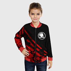 Бомбер детский Skoda sport grunge, цвет: 3D-красный — фото 2