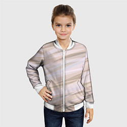 Бомбер детский Бежевый абстрактные полосы, цвет: 3D-белый — фото 2