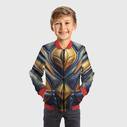 Бомбер детский Объемная позолоченная текстурная кожа, цвет: 3D-красный — фото 2