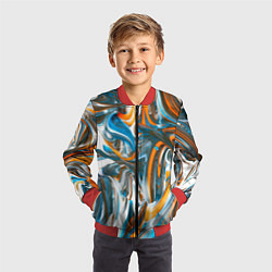 Бомбер детский Иллюзия смешанных абстрактных красок, цвет: 3D-красный — фото 2