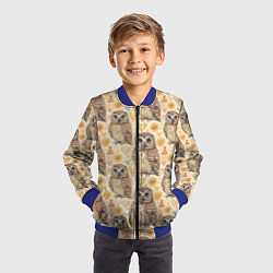 Бомбер детский Совы милые в паттерне, цвет: 3D-синий — фото 2