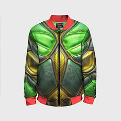 Детский бомбер Зеленый текстурный костюм из кожи