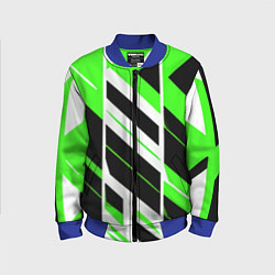 Детский бомбер Black and green stripes on a white background