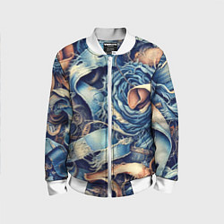 Бомбер детский Джинсовая рванина - модный тренд, цвет: 3D-белый