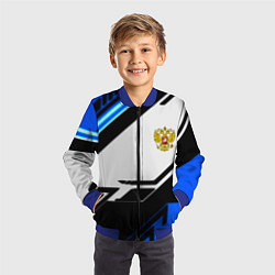 Бомбер детский Россия геометрия текстура, цвет: 3D-синий — фото 2