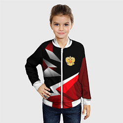 Бомбер детский Russia uniform - красный и черный, цвет: 3D-белый — фото 2