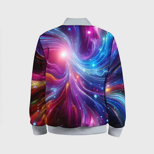 Детский бомбер Неоновая абстракция - нейросеть / 3D-Серый – фото 2