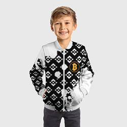 Бомбер детский Bitcoin pattern binance, цвет: 3D-белый — фото 2
