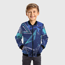 Бомбер детский Яркий абстрактный узор для спорта, цвет: 3D-черный — фото 2
