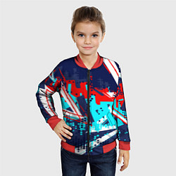 Бомбер детский Яркий абстрактный узор для спорта, цвет: 3D-красный — фото 2