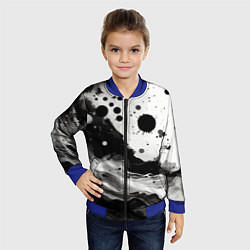 Бомбер детский Чёрно-белая абстракция - кляксы, цвет: 3D-синий — фото 2