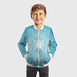 Бомбер детский Векторные узоры на нежно-бирюзовом фоне, цвет: 3D-белый — фото 2