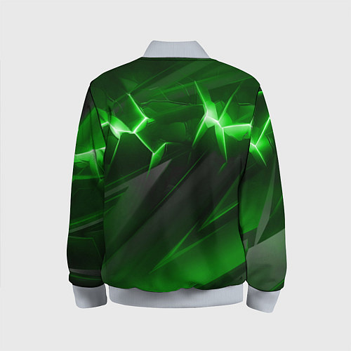 Детский бомбер Яркая зеленая объемная абстракция / 3D-Серый – фото 2