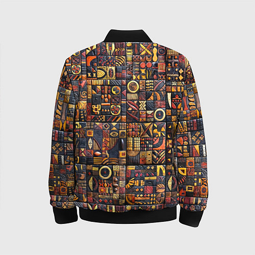 Детский бомбер Африканский орнамент резьба по дереву / 3D-Черный – фото 2