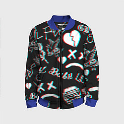 Бомбер детский Lil Peep logo glitch, цвет: 3D-синий