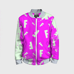 Бомбер детский Fortnite pattern pink, цвет: 3D-серый