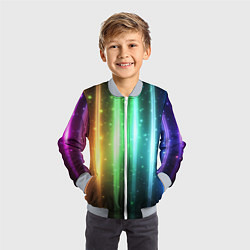 Бомбер детский Светящиеся яркие неоновые полосы в космосе, цвет: 3D-серый — фото 2