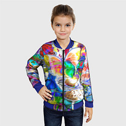 Бомбер детский Живописные бабочки, цвет: 3D-синий — фото 2