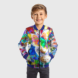 Бомбер детский Живописные бабочки, цвет: 3D-синий — фото 2