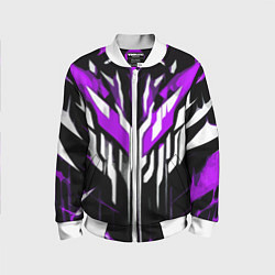 Бомбер детский Purple and white abstraction on a black background, цвет: 3D-белый