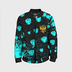 Бомбер детский Герб текстура РФ, цвет: 3D-черный
