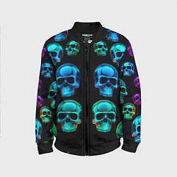 Детский бомбер Neon skulls - ai art pattern