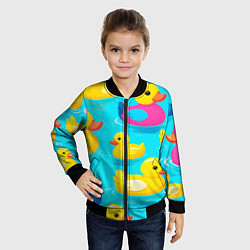 Бомбер детский Плавающие уточки, цвет: 3D-черный — фото 2