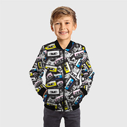 Бомбер детский Аудиокассеты паттерн, цвет: 3D-черный — фото 2