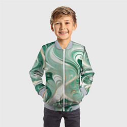 Бомбер детский Светло-зеленый узор с завитками, цвет: 3D-серый — фото 2