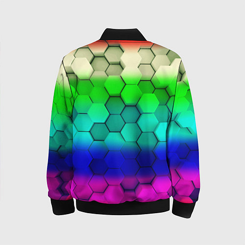 Детский бомбер Неоновая абстракция соты / 3D-Черный – фото 2