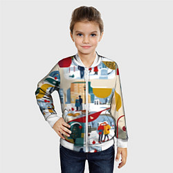 Бомбер детский Русская зима зарисовки, цвет: 3D-белый — фото 2
