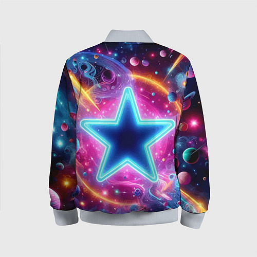 Детский бомбер Звезда в неоновом космосе - нейроарт / 3D-Серый – фото 2
