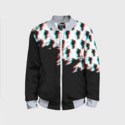 Бомбер детский Billie Eilish pattern glitch, цвет: 3D-серый