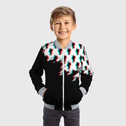 Бомбер детский Billie Eilish pattern glitch, цвет: 3D-серый — фото 2