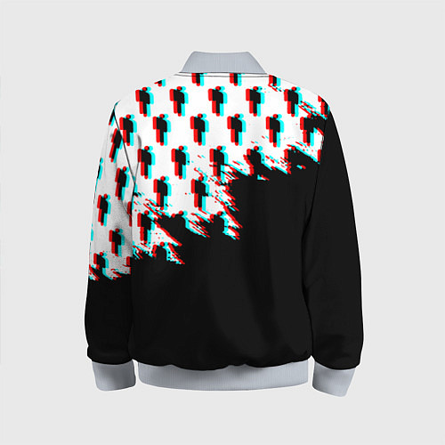 Детский бомбер Billie Eilish pattern glitch / 3D-Серый – фото 2