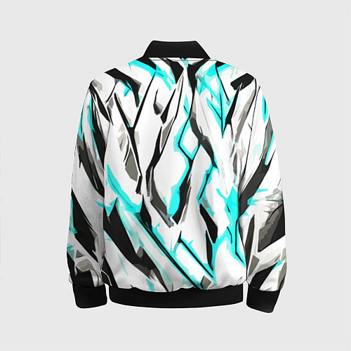 Детский бомбер Чёрно-голубые агрессивные полосы на белом фоне / 3D-Черный – фото 2
