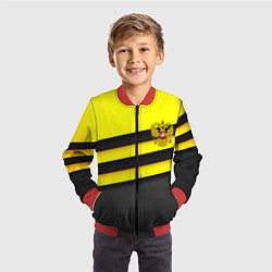 Бомбер детский Герб РФ геометрия линии, цвет: 3D-красный — фото 2