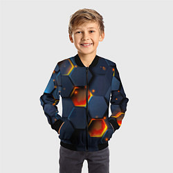 Бомбер детский Шестигранники с подсветкой, цвет: 3D-черный — фото 2