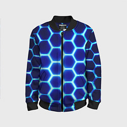 Бомбер детский Неоновые шестигранники с подсветкой, цвет: 3D-черный